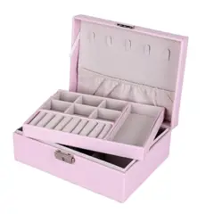 GENERICO - Joyero Organizador 2 niveles Premiun Rosado