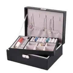 GENERICO - Joyero Cofre Portátil Caja Organizadora de Joyas 2 Pisos en 1