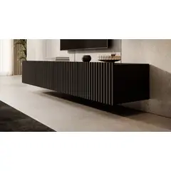 TU MESITA - Mesa de TV Flotante Lika color Negro 4 puertas