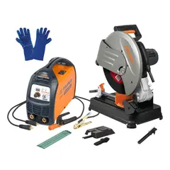 Truper - Soldadora 200A + Tronzadora + electrodos y guantes Truper