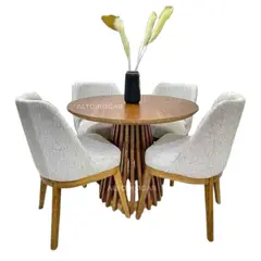 ALTO HOGAR - Juego de Comedor 4 Sillas Asia Gris Claro
