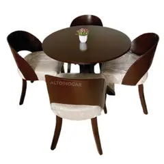 ALTO HOGAR - Juego de Comedor 4 Sillas Anne Crema Madera Tornillo