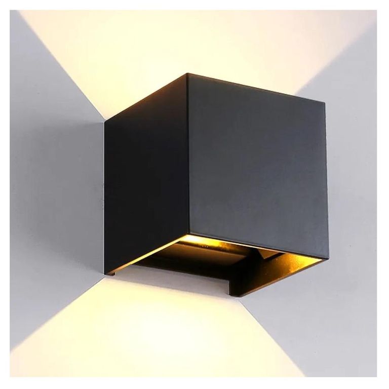 Lampara de pared Aplique LED 6 W Cubo Negro Luz Cálida