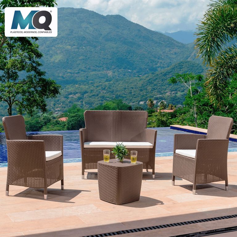 Juego De Terraza Estilo Capri 4 Puestos Modelo Confort Color Mocca - MQ