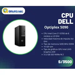 DELL - Cpu Core I7-10700 Optiplex 5090 Sff, 16 Ram, 512 Ssd
