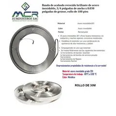 GENERICO - CINTA ZUNCHO O FLEJE DE ACERO INOXIDABLE TRES CUARTOS 3-4 X076MMx30M