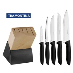 TRAMONTINA - Juego de Cuchillos con Base