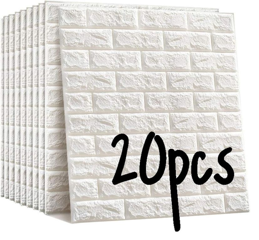 Papel Tapiz Autoadhesivo Decoración 3D Ladrillo Blanco 20 Pcs