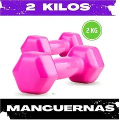 GENERICO - Juego de 2 Mancuerna Plastificada 2 kilos Rosado