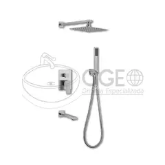 XM - MEZCLADORA PARA DUCHA Y TINA SATINADO CUADRADO MT304-010D702