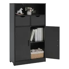 AMUEBLE - Librero organizador Murru negro tiendas melamina 18mm