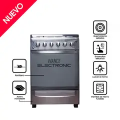 EVOLUTION - Cocina a Gas 4 Hornillas Triple Llama (Acero Inoxidable) Croma 24"