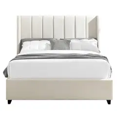 GENERICO - Cama Tapizada Listón con Tachas Ivory Queen