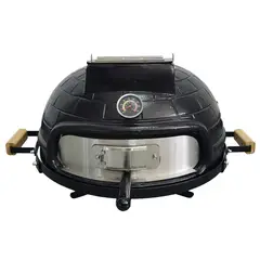 HIGRILL - Horno Pizzero de Ceramica A Leña Clasico 21″ Brick Negro Mate