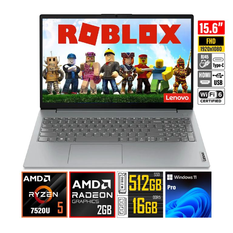 Laptop LENOVO V15 G4 AMN Ryzen 5-7520U Pantalla 15.6" FHD 16GB 512GB Windows 11