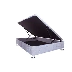 MUEBLES MACRUMO - Box Espacio Tarima reforzado 1.5 Plazas + Tela ALPHA Gris Plata