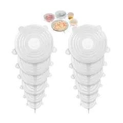 INSPIRA - Pack de 12 Tapas de Silicona Reutilizables Elásticas para alimentos
