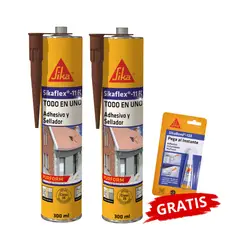 SIKA - Pack2 Adhesivo y Sellante Sikaflex-11 FC Purform Marrón x300 ml Gratis Sikabond 123