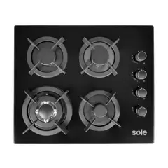 SOLE - ENCIMERA DE VIDRIO TEMPLADO A GAS - SOLCO068