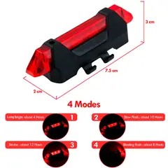 GENERICO - Luz LED Recargable Trasera Bicicleta Ciclismo Lampara Foco