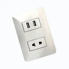 OPALUX - Tomacorriente Simple Universal + USB Doble BM1226 OPALUX