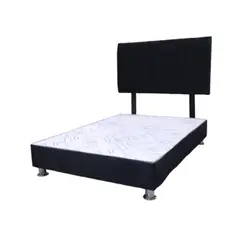 MUEBLES MACRUMO - Cama Cali Negro – 1.5 plazas – Tela Antifluido