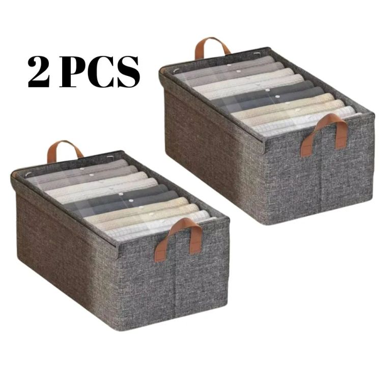 2 Pcs Caja De Almacenamiento De Ropa Organizadoras Plegable Con Tapa