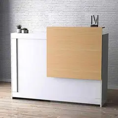 R&R MUEBLES - Escritorio para Recepción Moderno Cegla Blanco con Haya