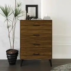 GENERICO - Cómoda Moderna Sahud 4 Cajones Marrón R&R MUEBLES