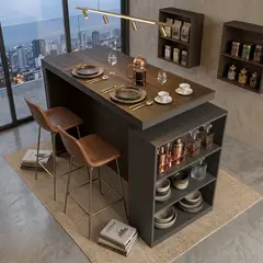 R&R MUEBLES - Mesa Barra Desayunador Olivia Gales con Negro R&R MUEBLES