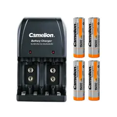 CAMELION - Cargador para 4xAA -4xAAA y 2x9v + 4 Pilas Recargables de AA1500mah