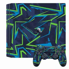 GENERICO - Skin Adhesivo Abstracto lineas azul para Ps4 Pro