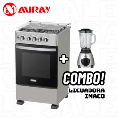 MIRAY - COCINA DE PIE A GAS 4 HORNILLAS CROMA - RUBI PLUS + LICUADORA IMACO