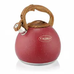 VALESKA - Tetera Silbadora Acero Inoxidable Acabado Granito 5L Rojo