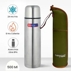 THERMOS - Termo de Bebida Lifestyle + Funda 500ml Plateado