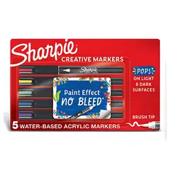 SHARPIE - Marcador Creative Acrílico Punta Pincel Brush X5