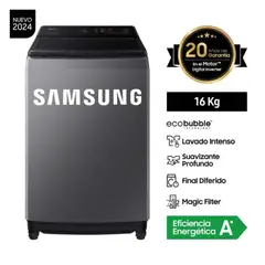 SAMSUNG - LAVADORA ECOBUBBLE CARGA SUPERIOR 16KG WA16CG6441BDPE - GRIS OSCURO