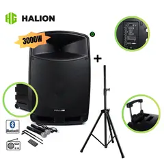 HALION - Parlante activo 15 PHA-15F 2UHF - 3000W + TRIPODE