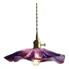 HOME NEAT - Lámpara colgante de Vidrio Vintage Ø30cm E27- Morado