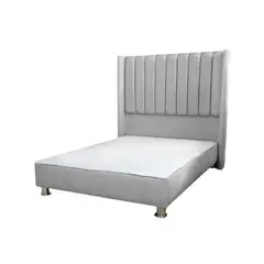 MUEBLES MACRUMO - Cama tapizada Barcelona Brazo Recto - 1.5 Plz - color gris plata