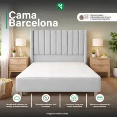 MUEBLES MACRUMO - Cama tapizada Barcelona Brazo Recto - 2 Plz - color gris plata