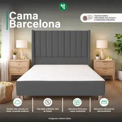 MUEBLES MACRUMO - Cama tapizada Barcelona Brazo Recto - 1.5 Plz - color plomo