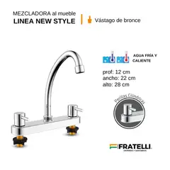 FRATELLI - GRIFO MEZCLADORA DE COCINA AL MUEBLE LLAVE CILINDRICO CROMADO