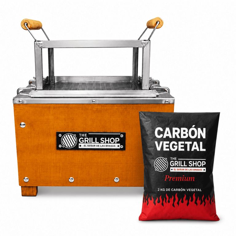 Caja China Mini Portátil Acero inoxidable + 2kg de carbon