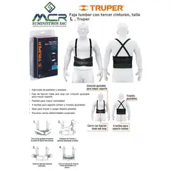 TRUPER - FAJA LUMBAR CON TERCER CINTURÓN Y TIRAS TALLA L