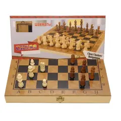 GENERICO - Juego De Ajedrez Con Fichas y Tablero De Madera 3 en 1