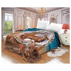 TRUELOVE - Frazada Terciopelo con Sherpa Diseño Reno Venado de 2 plazas