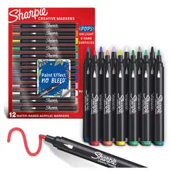 SHARPIE - Marcadores Acrílico Punta Bala Multicolor 12 piezas