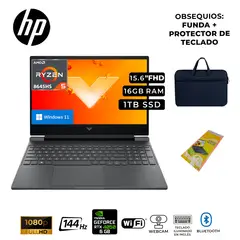 HP - LAPTOP VICTUS 15-FB2082WM RYZEN 5 8645HS RAM 16GB DDR5 1TB SSD 15.6” FHD IPS 144HZ 6GB RTX 4050