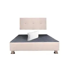 MUEBLES MACRUMO - Cama tapizada Brisa - 2 Plz - Tela Antifluido Beige + Almohada